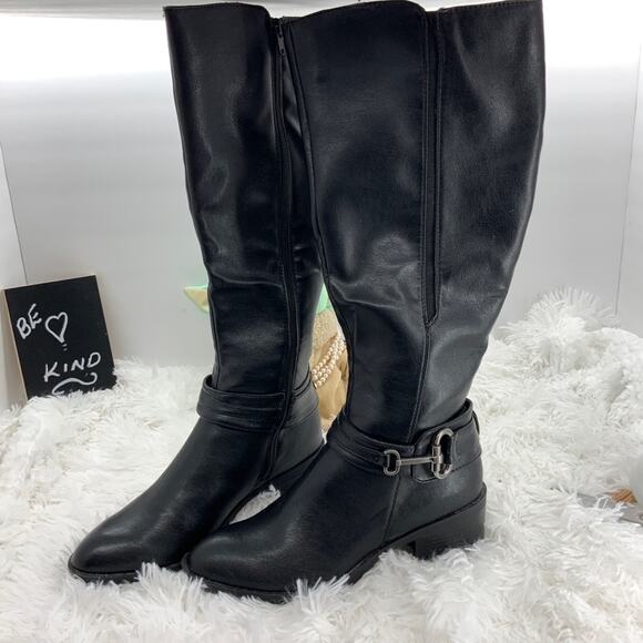 Sole Sensability Black Faux Leather Riding Boots 9 - Picture 1 of 12